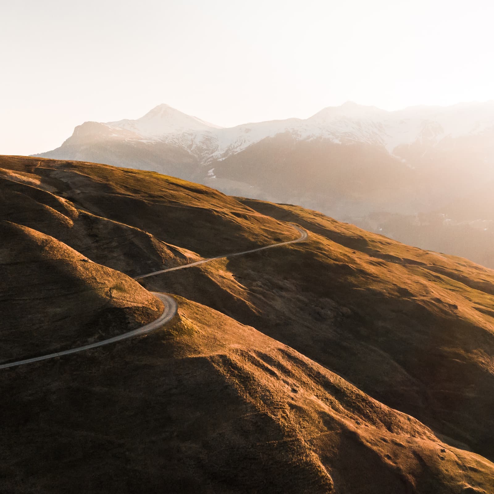 Side of a hill with a windy road